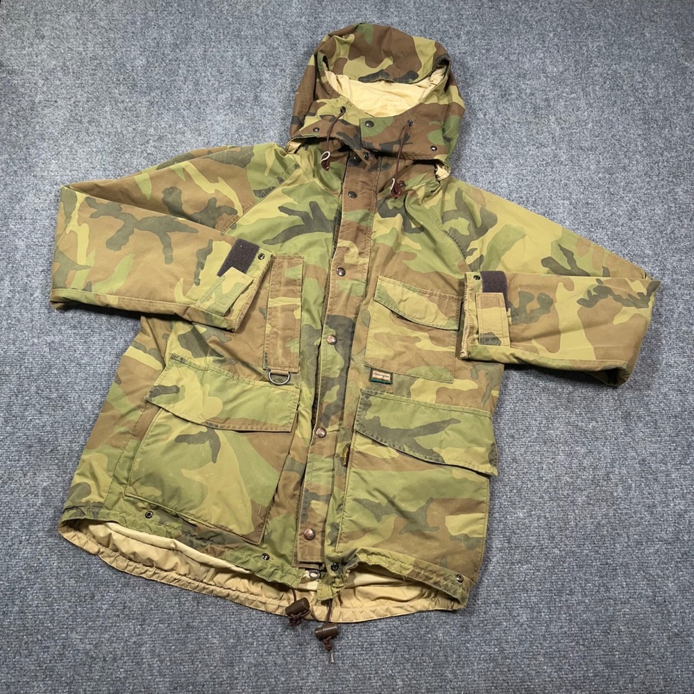 VTG Remington Gore-Tex Hunting Parka Jacket Mens Med Woodland Camo‎ Made in USA